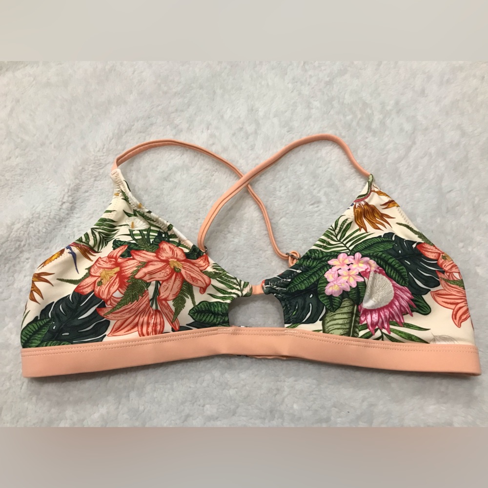Melon Floral Bikini Top size Medium